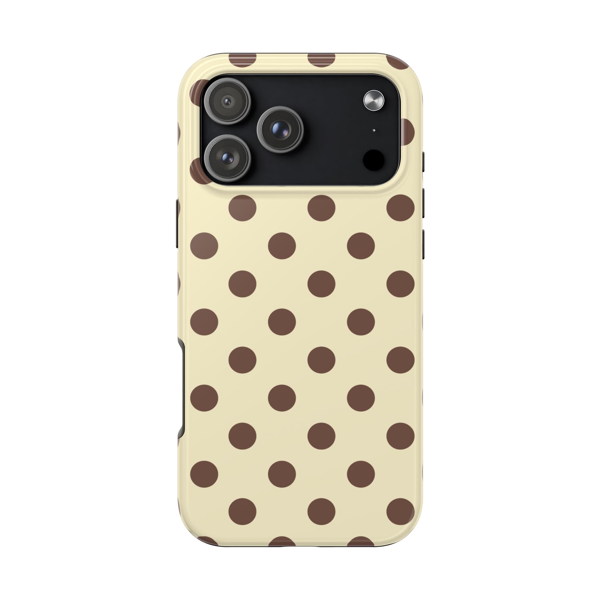 BUTTER YELLOW BROWN POLKA DOTS PHONE CASE