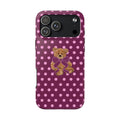 MAGENTA POLKA DOTS TEDDY BEAR BOW PHONE CASE