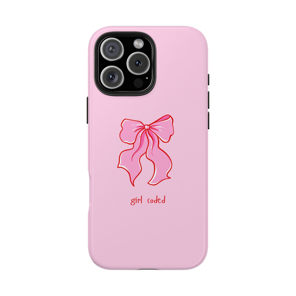 PINK BOW GIRL CODED COQUETTE PHONE CASE