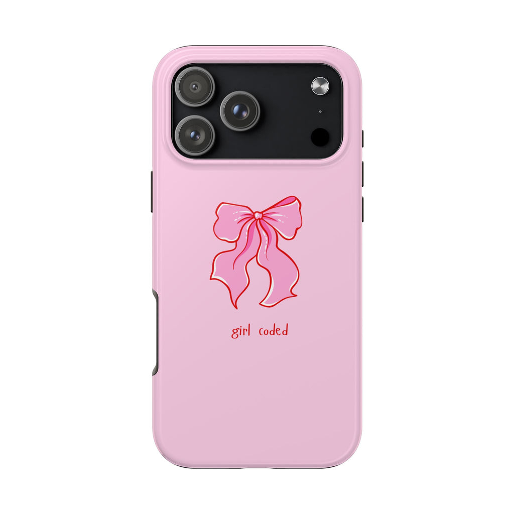 PINK BOW GIRL CODED COQUETTE PHONE CASE