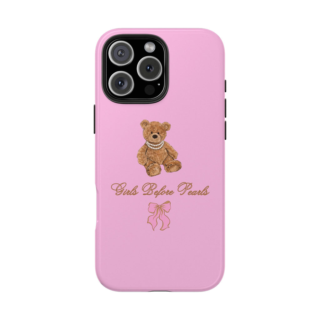 PINK GIRLS BEFORE PEARLS TEDDY BEAR PHONE CASE