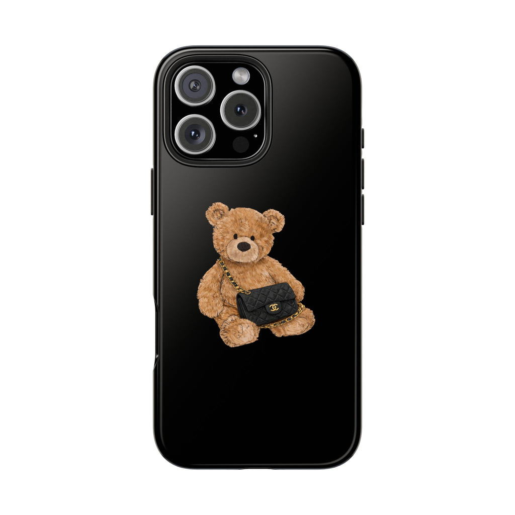 BLACK TEDDY BEAR CLASSIC FLAP BAG PHONE CASE