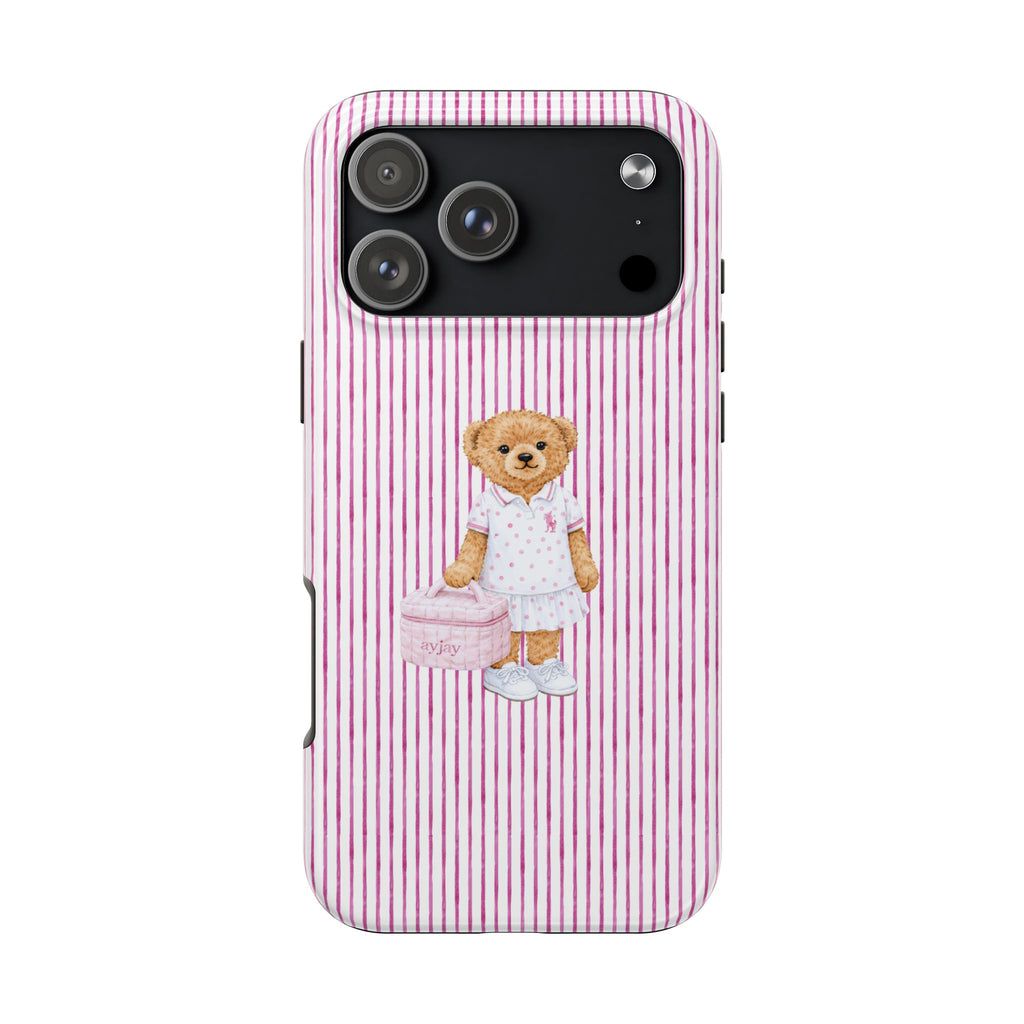 MAGENTA STRIPES RL POLO TEDDY BEAR PHONE CASE