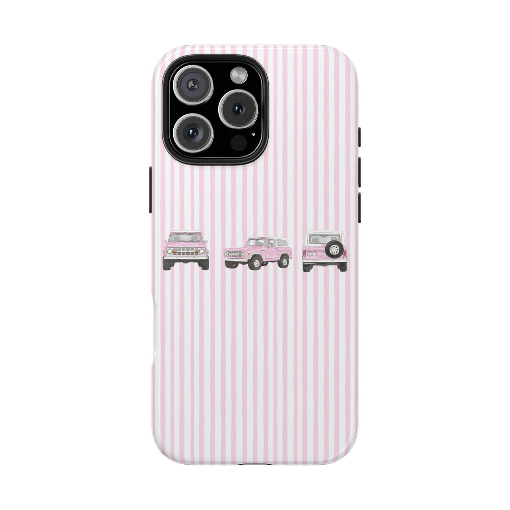 PINK STRIPES PINK VINTAGE BRONCO PHONE CASE