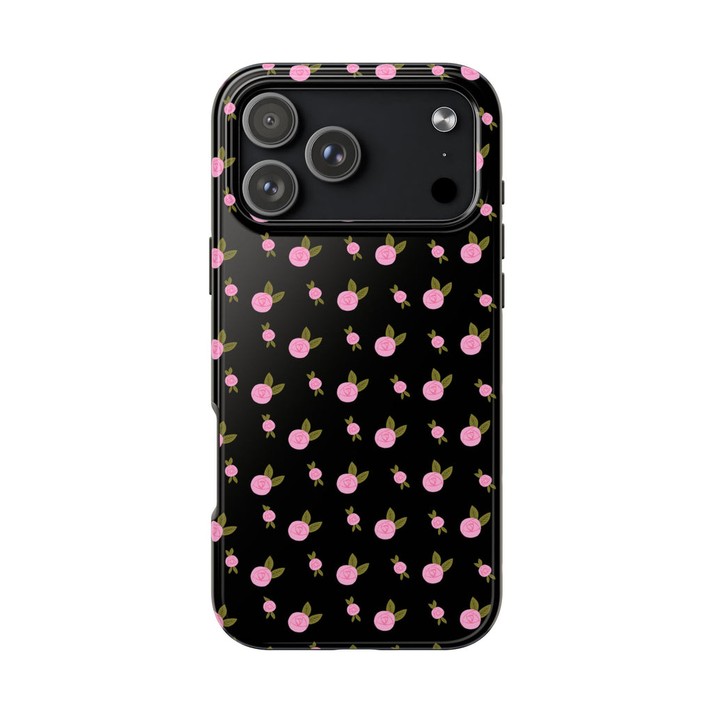 BLACK DITSY PINK FLORAL PHONE CASE