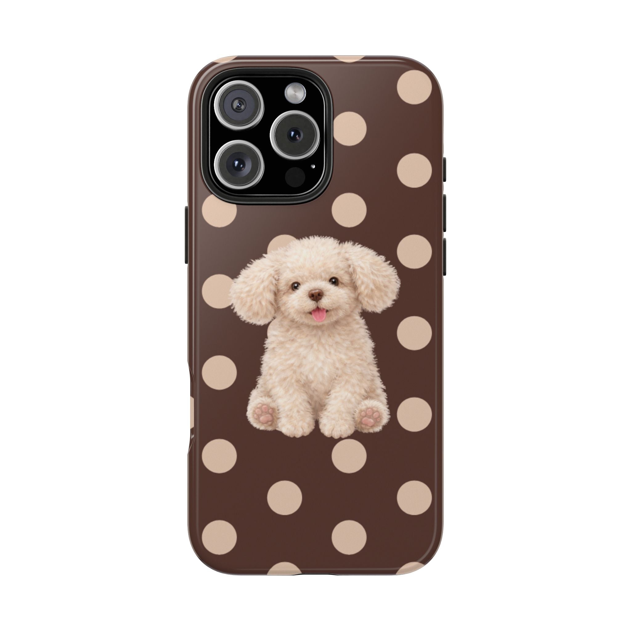 BROWN POLKA DOTS PUPPY PHONE CASE