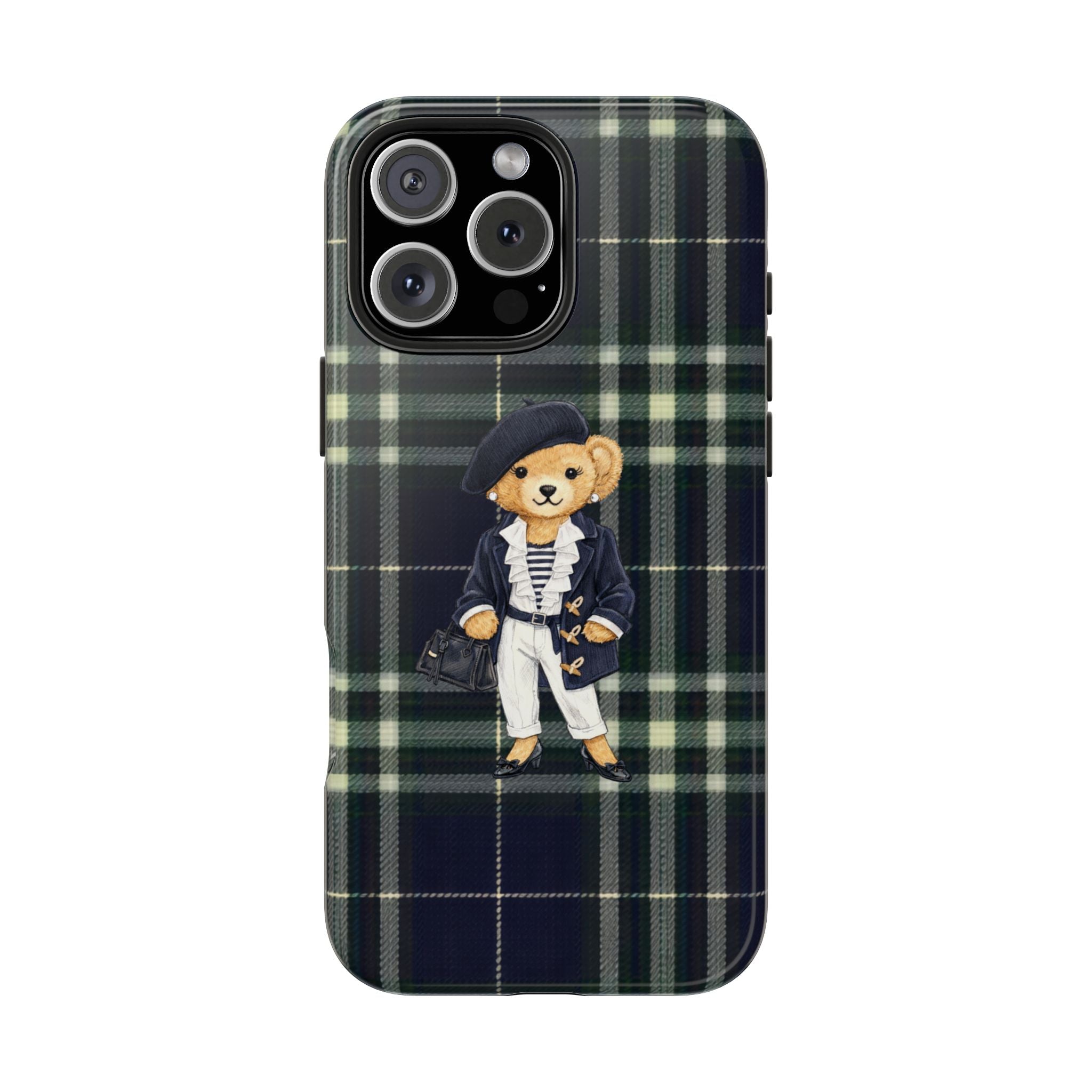 NAVY BLUE CLASSIC PLAID RL TEDDY BEAR PHONE CASE