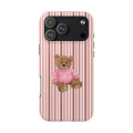 PINK BROWN STRIPES LV TEDDY BEAR PHONE CASE
