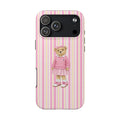 PINK STRIPES RL GIRL TEDDY BEAR PHONE CASE