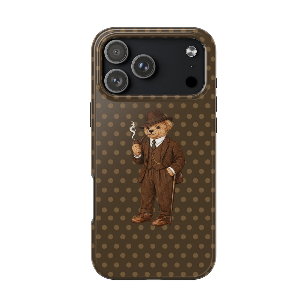 BROWN POLKA DOTS RL GENTLEMAN TEDDY BEAR PHONE CASE