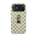 LIGHT GREEN CHECKERED RL TEDDY BEAR PHONE CASE