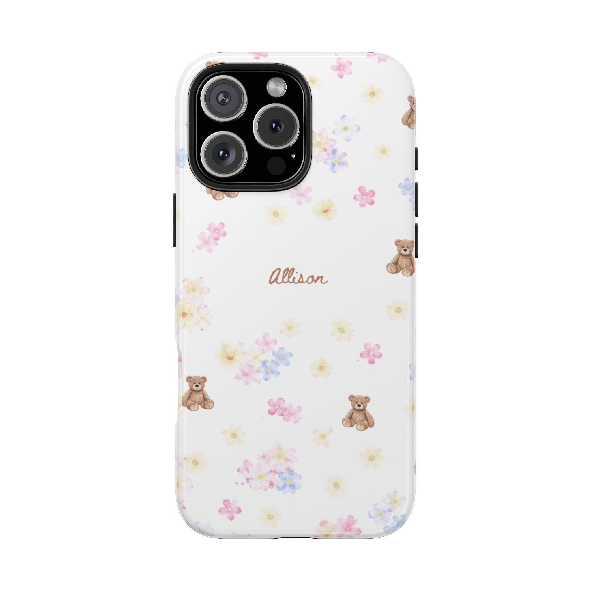 PERSONALIZED COQUETTE FLORAL BEARS NAME PHONE CASE