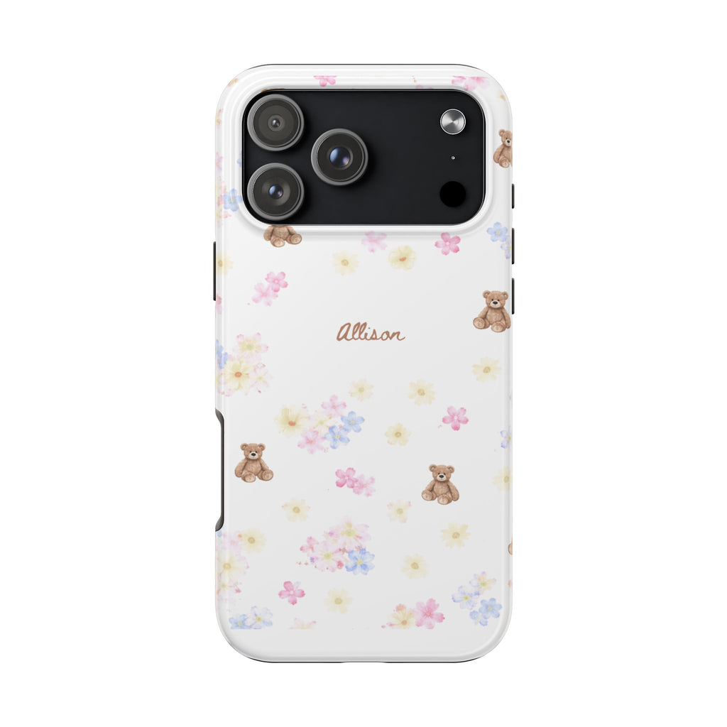 PERSONALIZED COQUETTE FLORAL BEARS NAME PHONE CASE