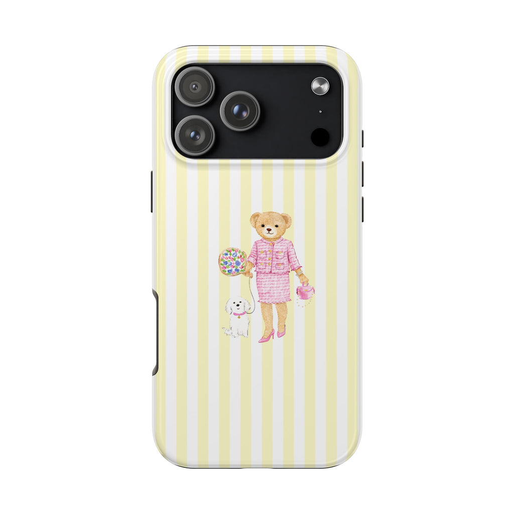 YELLOW STRIPES RL TEDDY BEAR CHIC PHONE CASE