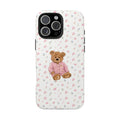 VINAGE WHITE FLORAL PINK CC TEDDY BEAR PHONE CASE