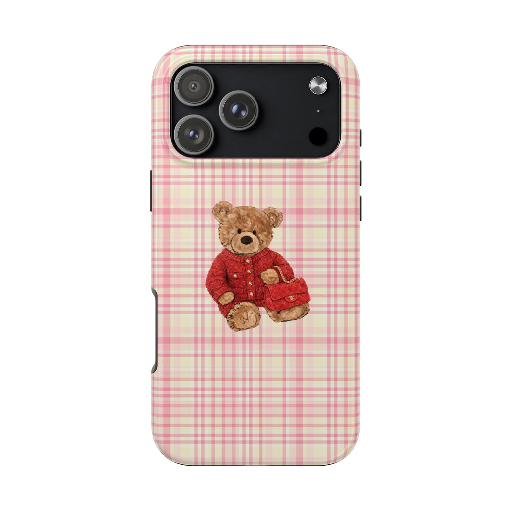 SORBET PLAID RED CC TEDDY BEAR PHONE CASE