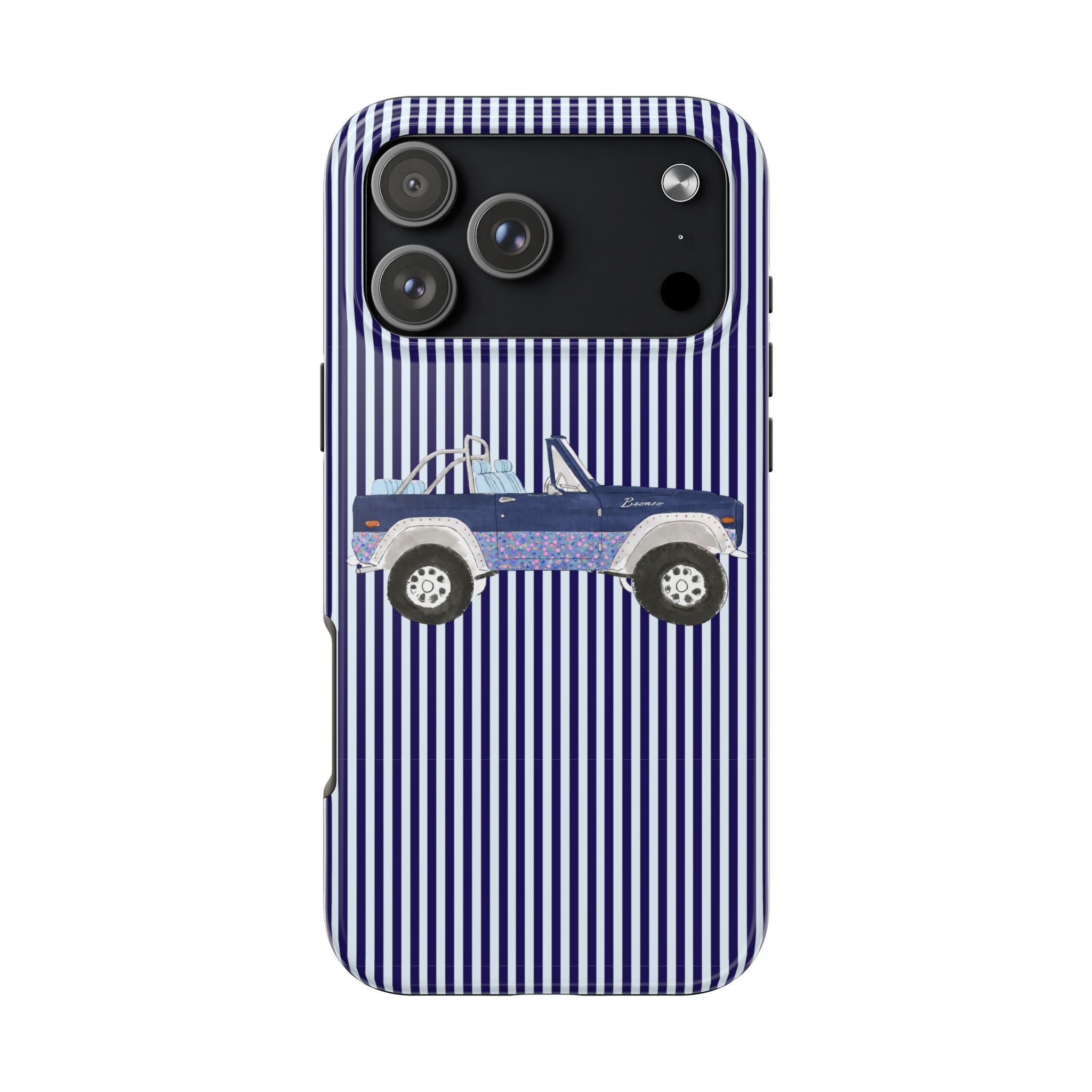 BLUE STRIPES NAVY VINTAGE FLORAL BRONCO PHONE CASE