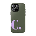 PERSONALIZED NAME CUSTOM GREEN & LILAC INITIAL PHONE CASE