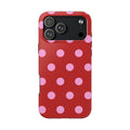 RED PINK XL POLKA DOTS PHONE CASE