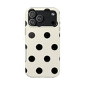 BEIGE BLACK XL POLKA DOTS PHONE CASE