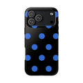 BLACK ROYAL BLUE XL POLKA DOTS PHONE CASE