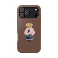 PERSONALIZED CUSTOM VARSITY INITIALS BROWN RL TEDDY BEAR PHONE CASE
