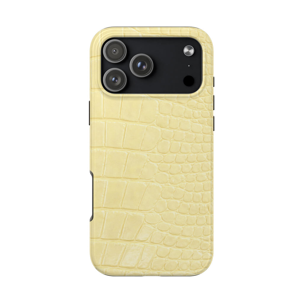 BUTTER YELLOW CROC PRINTED PHONE CASE