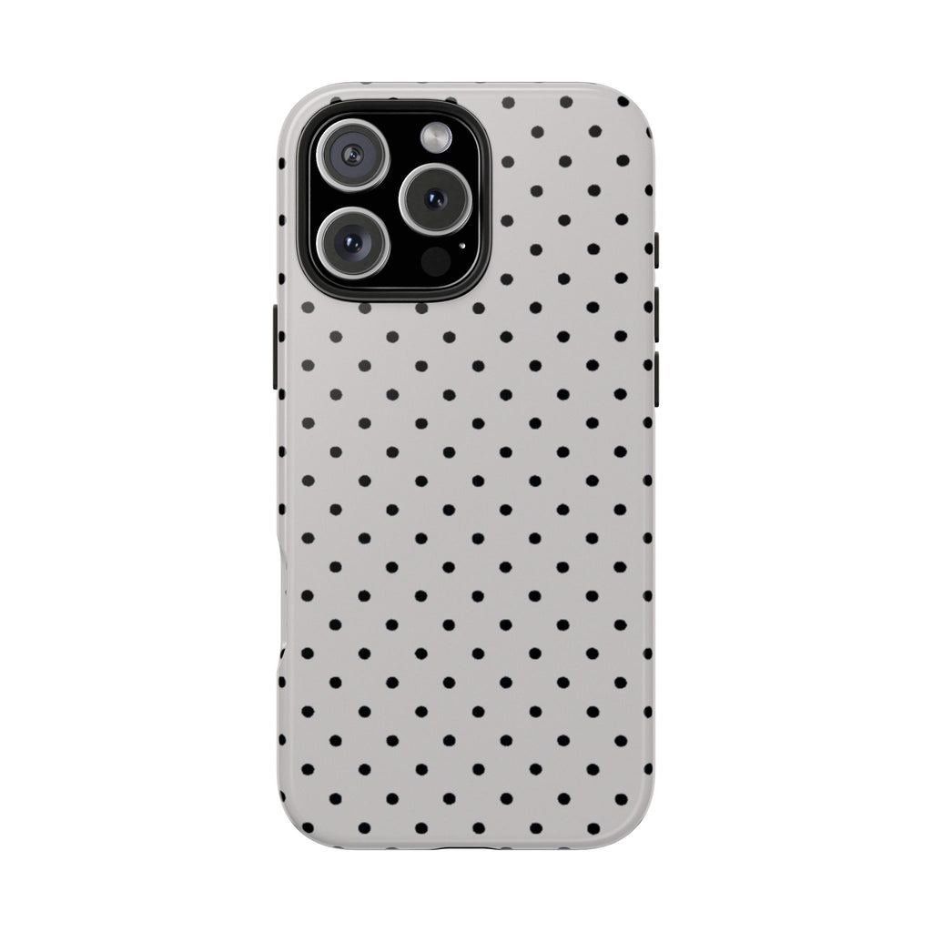 GRAY BLACK POLKA DOTS PHONE CASE