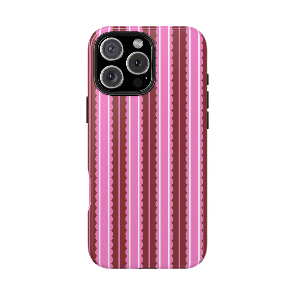 CRANBERRY CRINKLE PINK STRIPES PHONE CASE