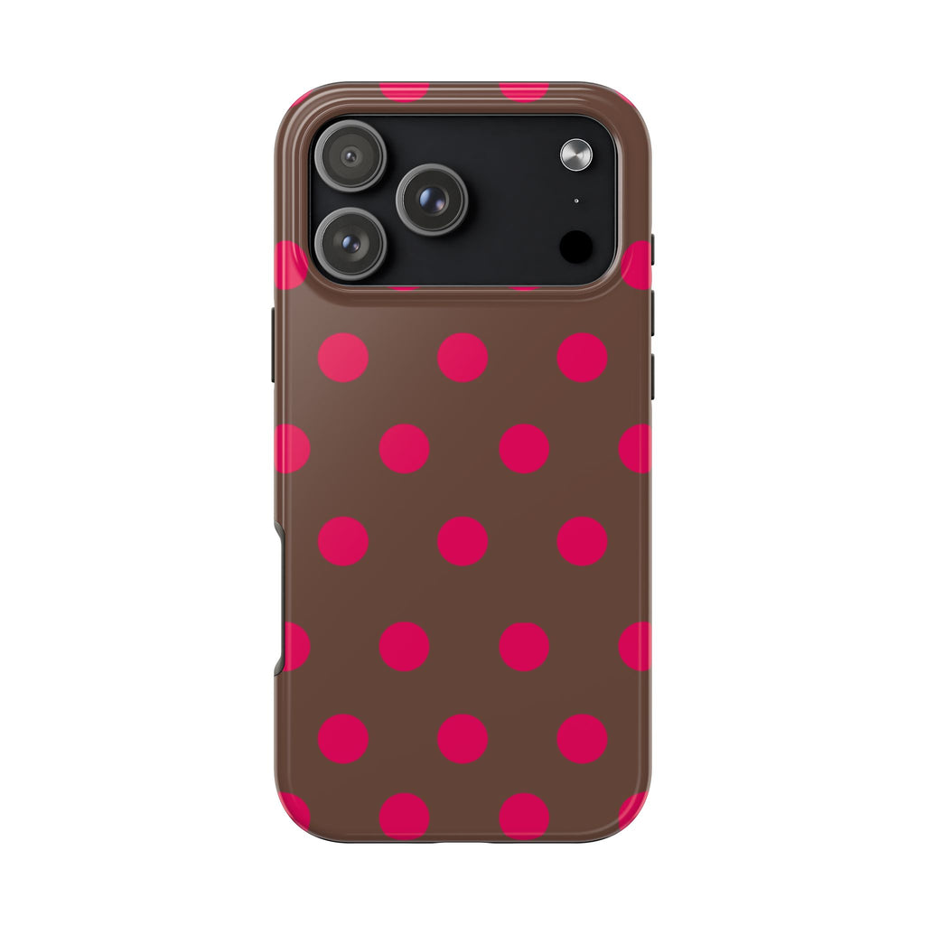 CHOCOLATE RASPBERRY POLKA DOTS PHONE CASE