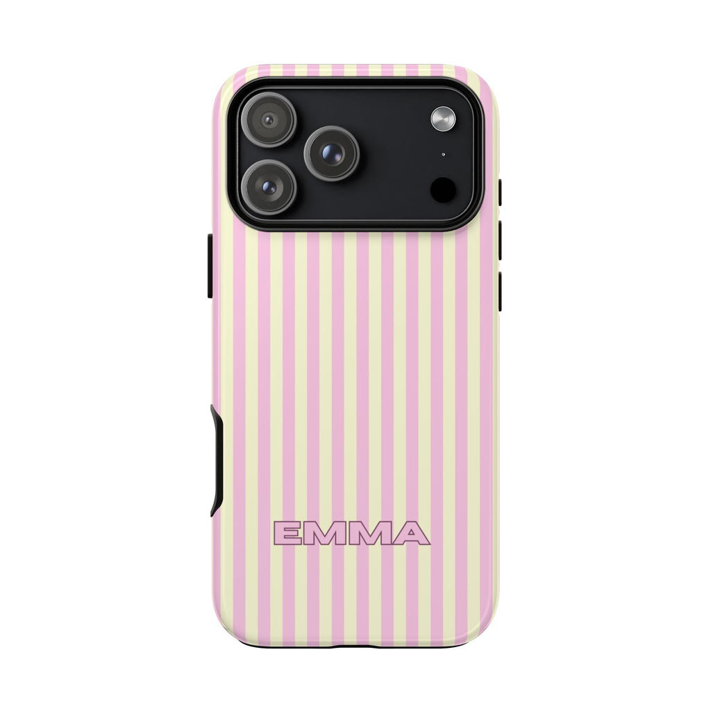PERSONALIZED BUTTERCUP STRIPES NAME CUSTOM PHONE CASE