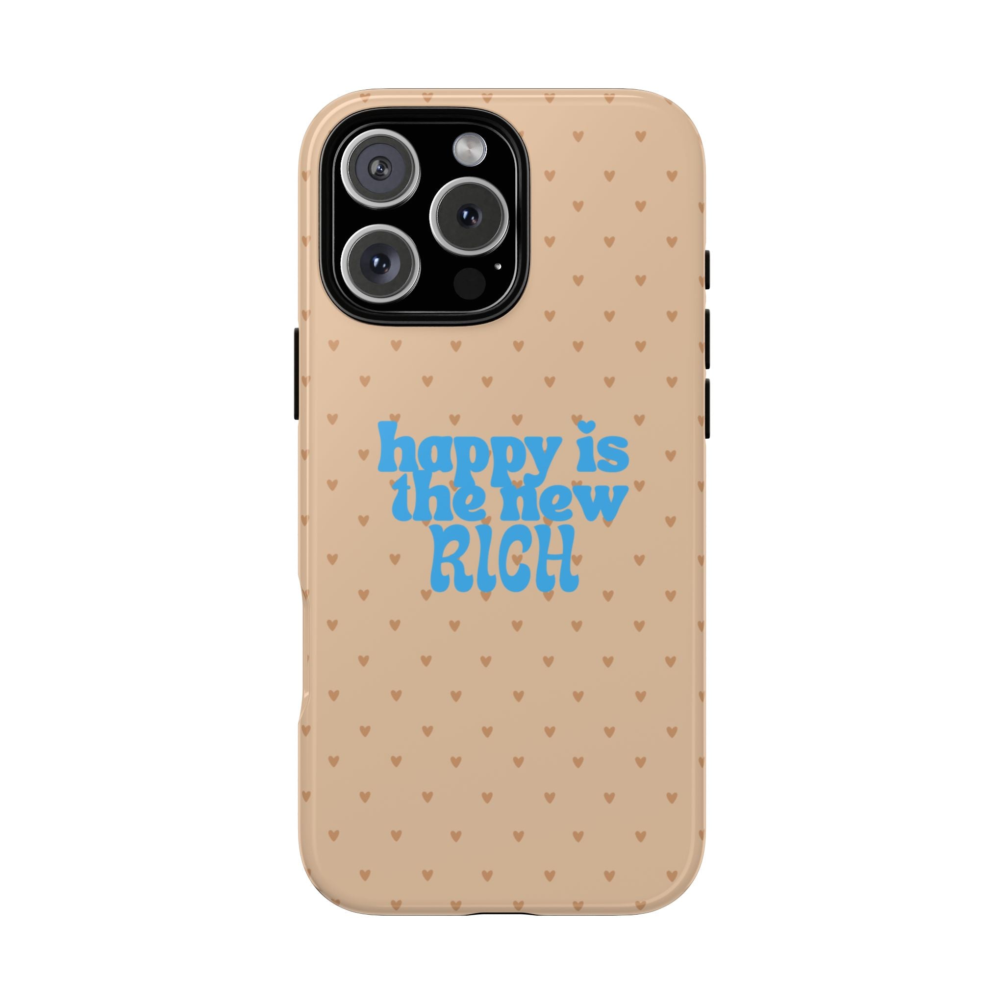 CAPPUCCINO HEARTS POLKA DOTS HAPPY IS THE NEW RICH PHONE CASE