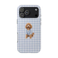 BLUE GINGHAM LABRADOODLE PHONE CASE