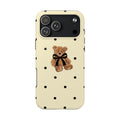 CREAM BLACK POLKA DOTS BOW TEDDY BEAR PHONE CASE
