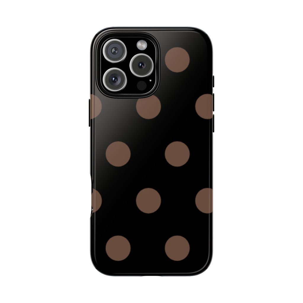 MIDNIGHT BROWN POLKA DOTS PHONE CASE