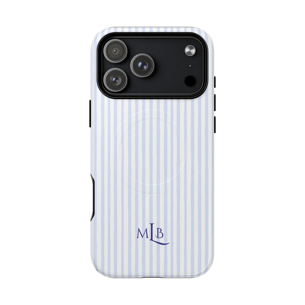 PERSONALIZED NAME CUSTOM BLUE STRIPES MONOGRAM INITIALS PHONE CASE