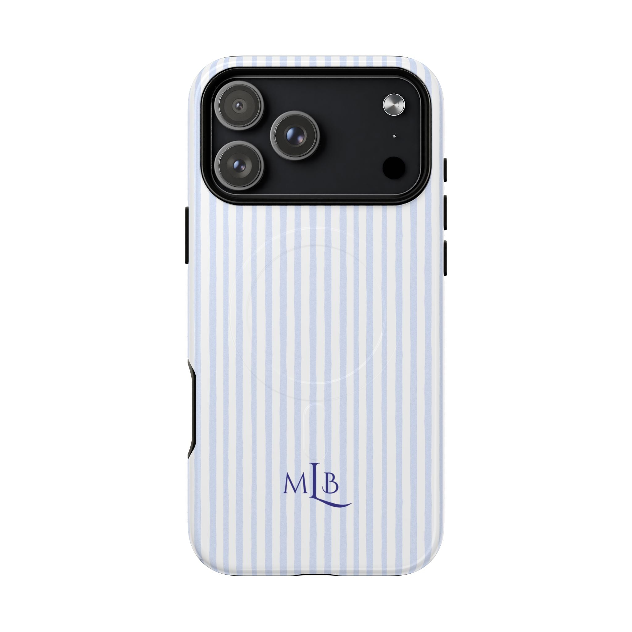 PERSONALIZED NAME CUSTOM BLUE STRIPES MONOGRAM INITIALS PHONE CASE