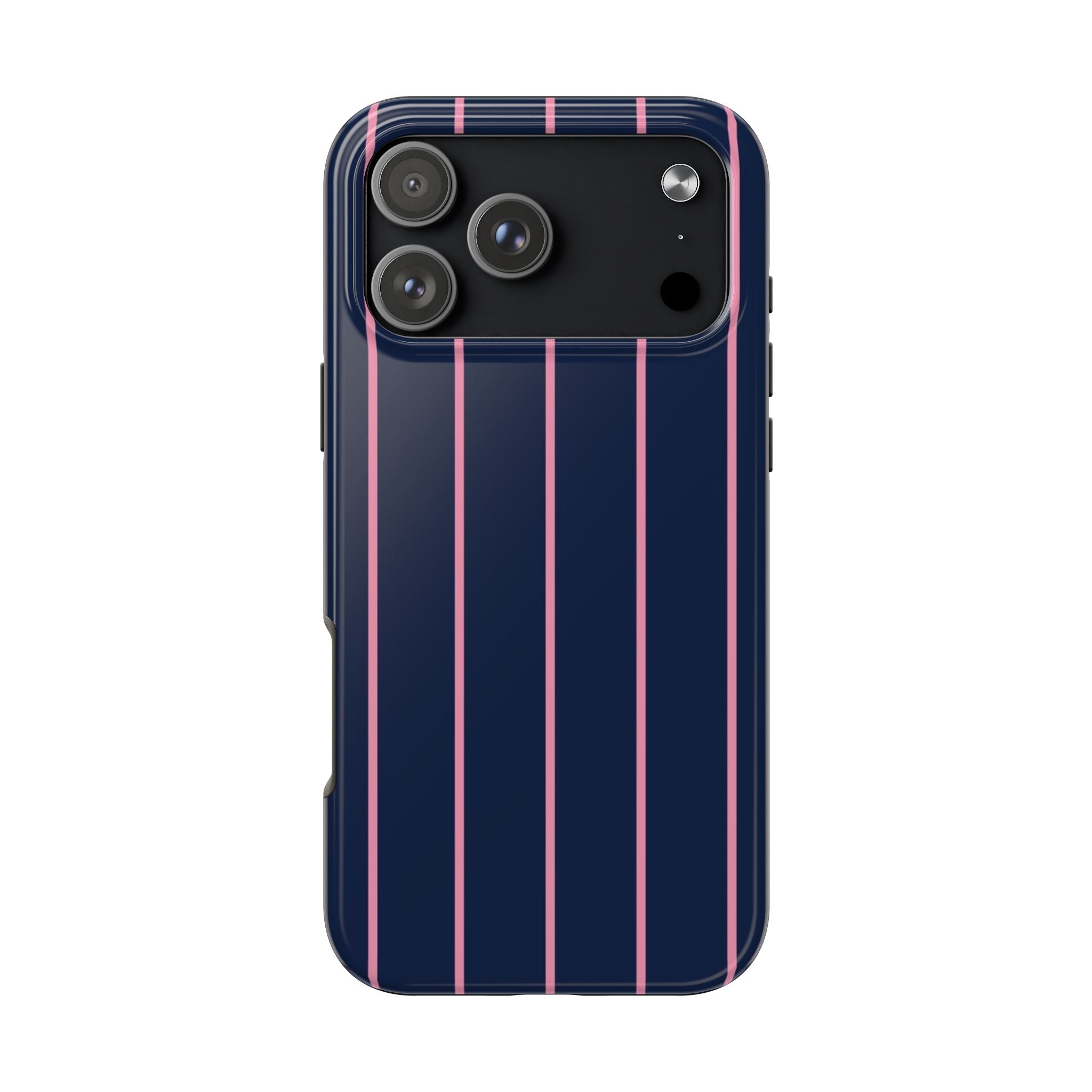 NAVY PETAL ROSE MINIMALIST STRIPES PHONE CASE