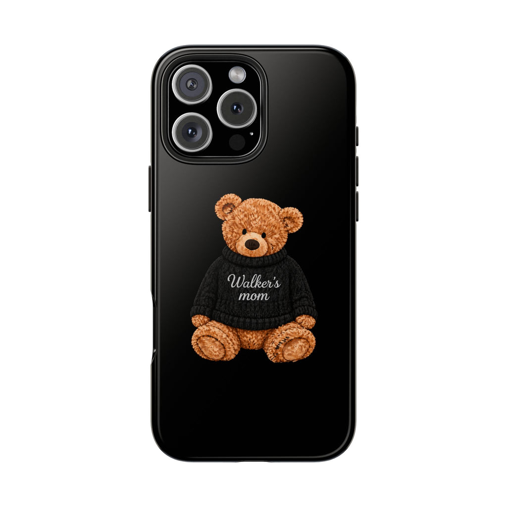PERSONALIZED BLACK TEDDY BEAR NAME PHONE CASE