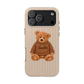 PERSONALIZED BROWN STRIPES TEDDY BEAR NAME PHONE CASE