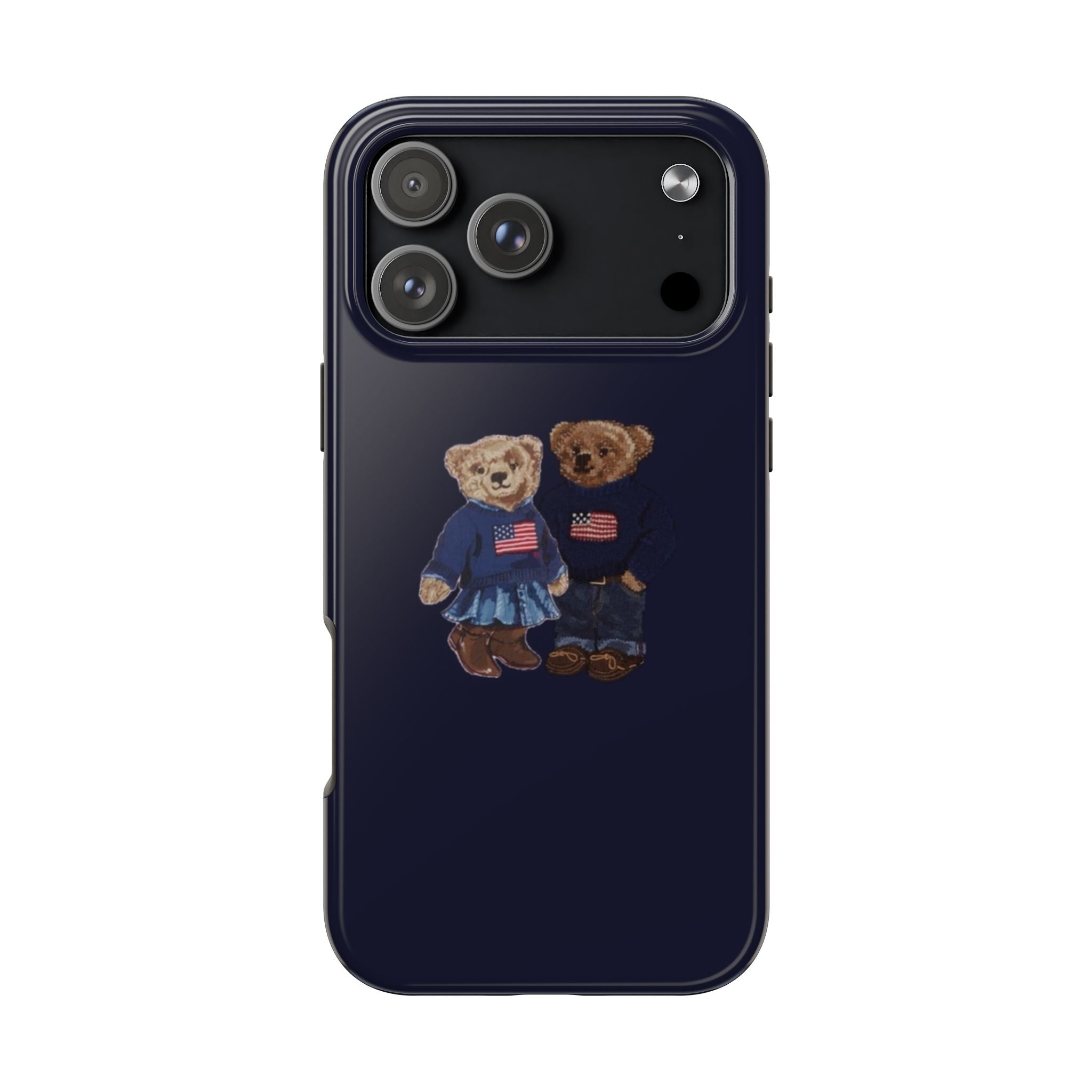 NAVY BLUE RL COUPLE INI LOVE TEDDY BEARS PHONE CASE