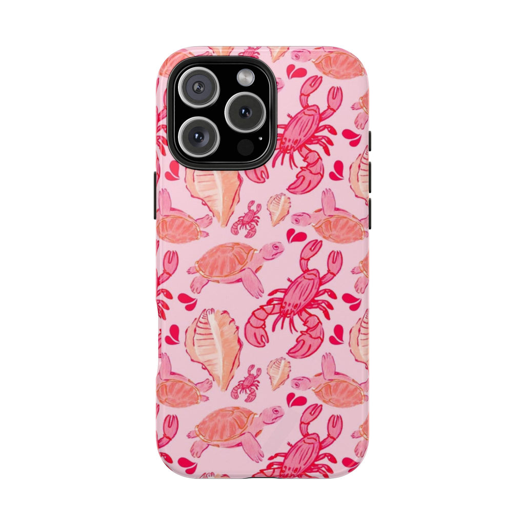 PINK LOBSTER BY THE SEA PHONE CASE