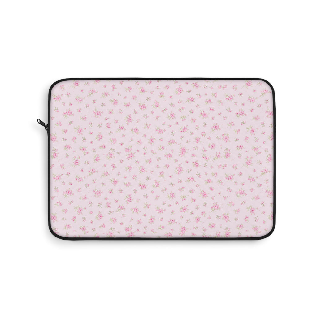 Neoprene device sleeve with pink floral pattern and black zipper