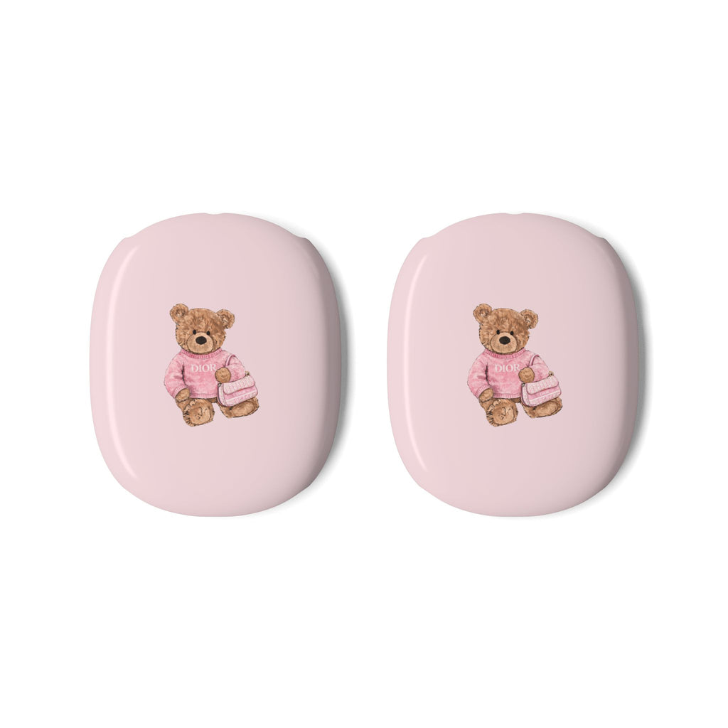 Pink AirPods Max earcup case covers with Dior teddy bear print