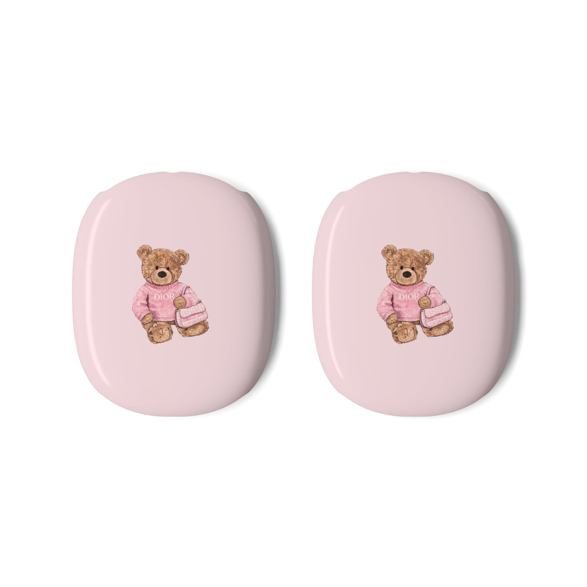 Pink AirPods Max earcup case covers with Dior teddy bear print