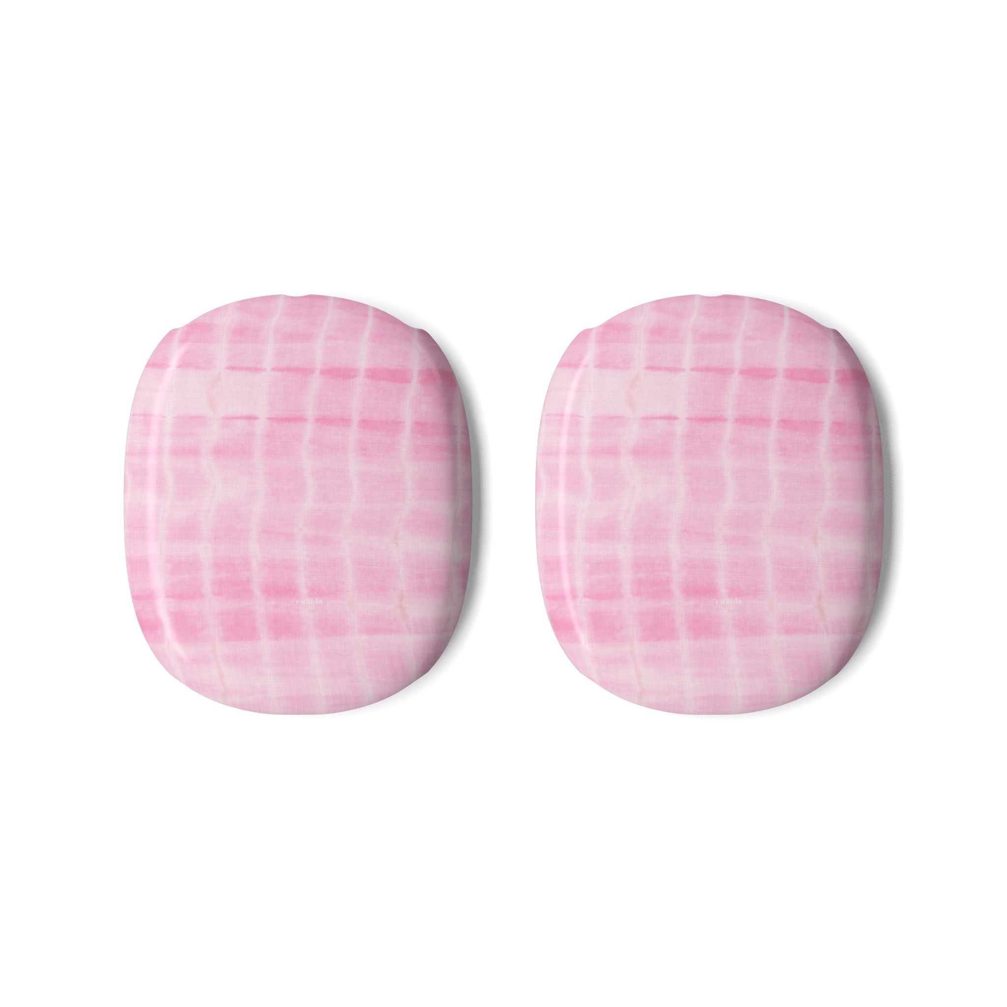 Pair of baby pink shibori tie-dye ear cushion covers, round design