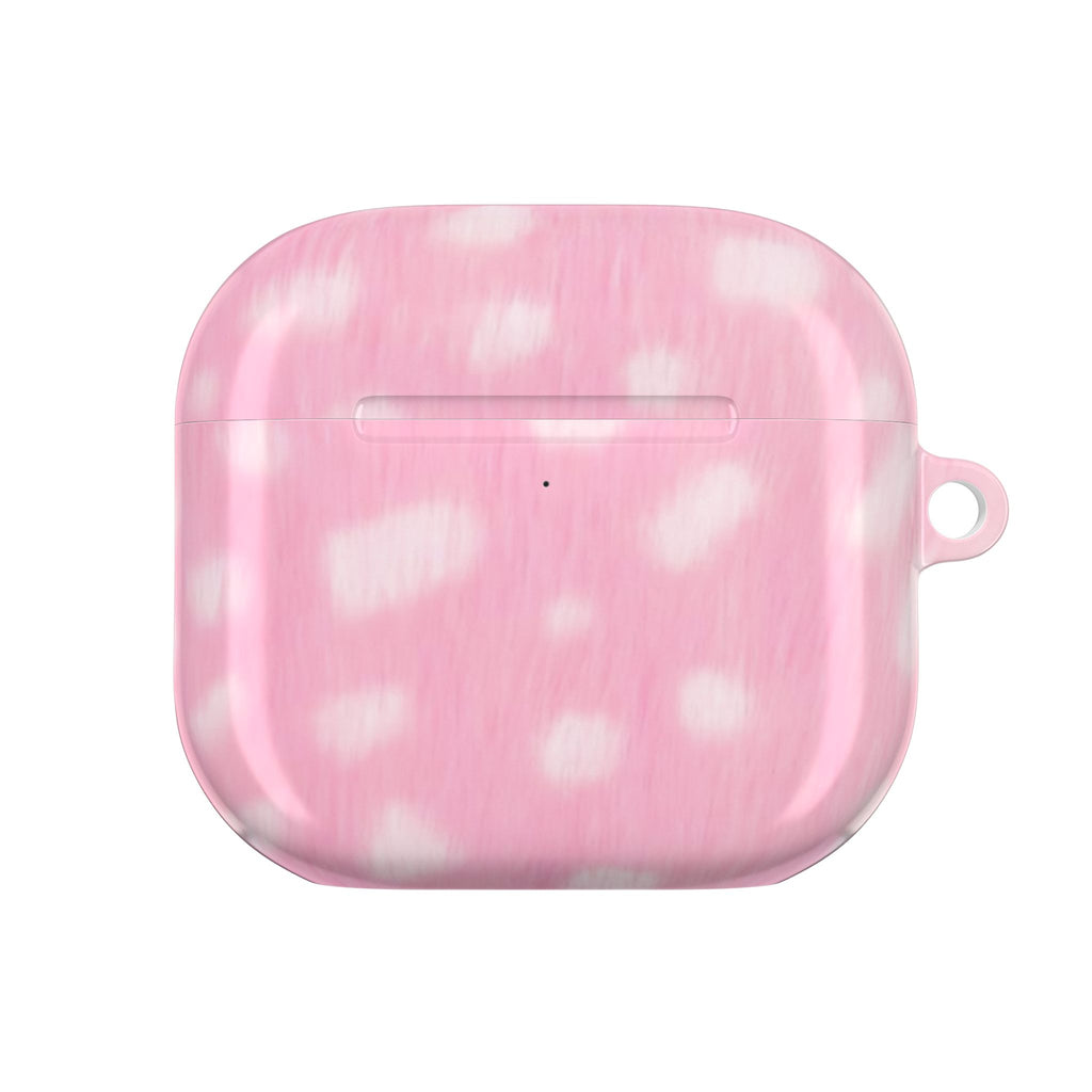 Pink patterned AirPods case with smooth finish and small side loop