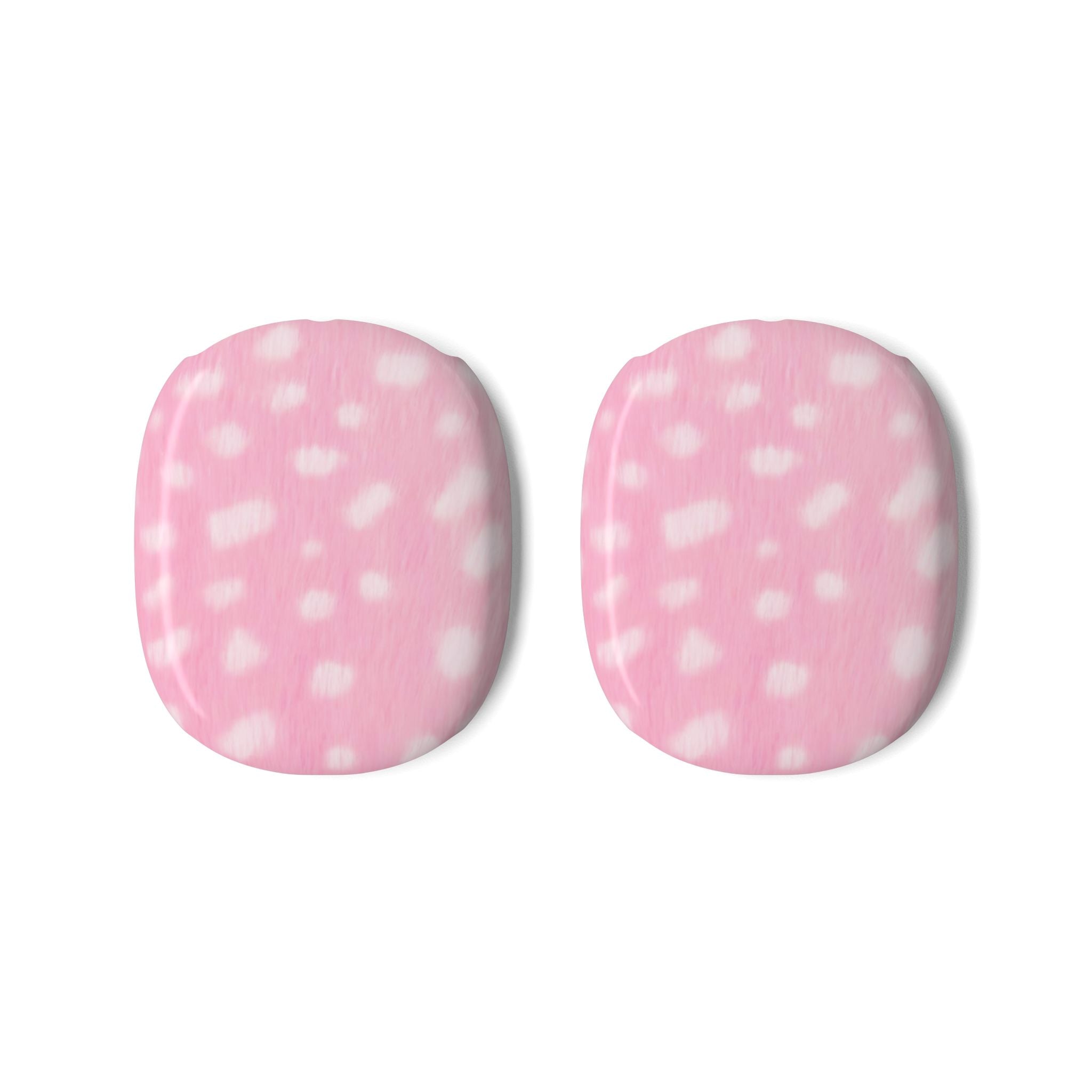 Pair of AirPods Max case covers, pink with white spot pattern