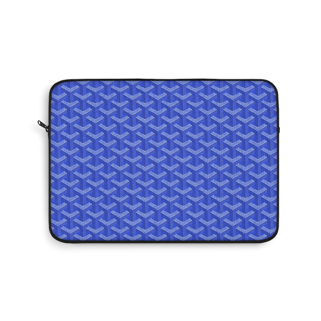 Goyard royal blue sleeve with repeating geometric pattern and zip