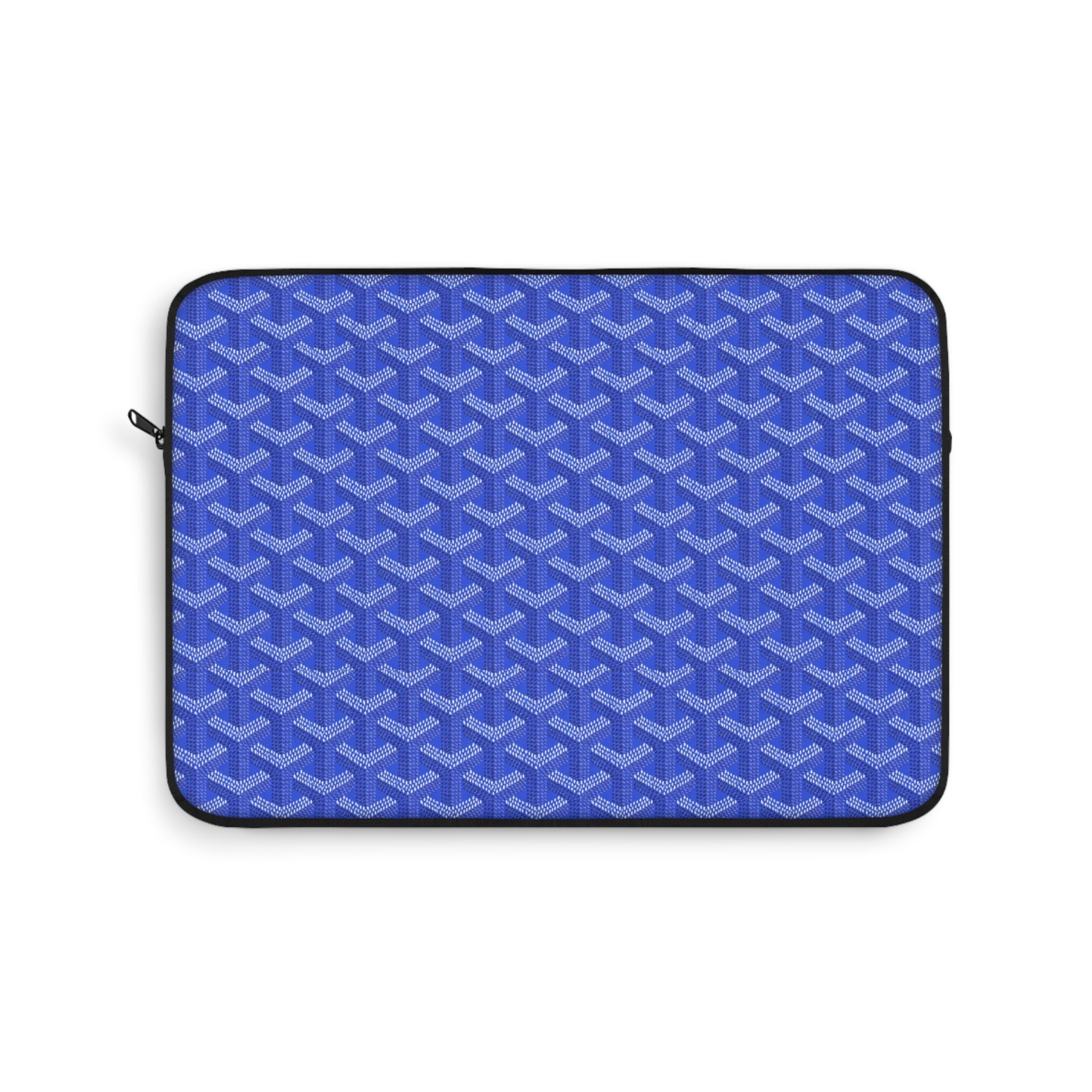 Goyard royal blue sleeve with repeating geometric pattern and zip